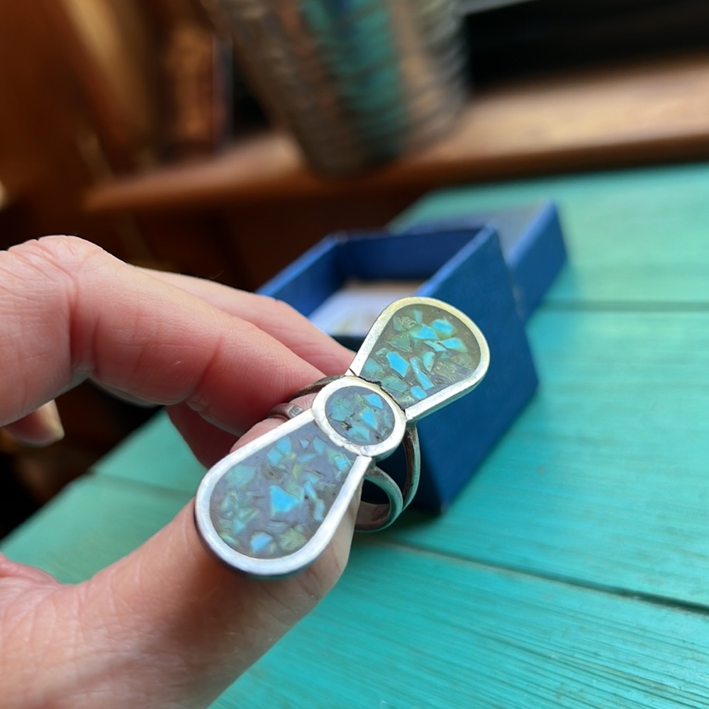 Gorgeous Sterling Silver Unique Ring Turqoise - image 3